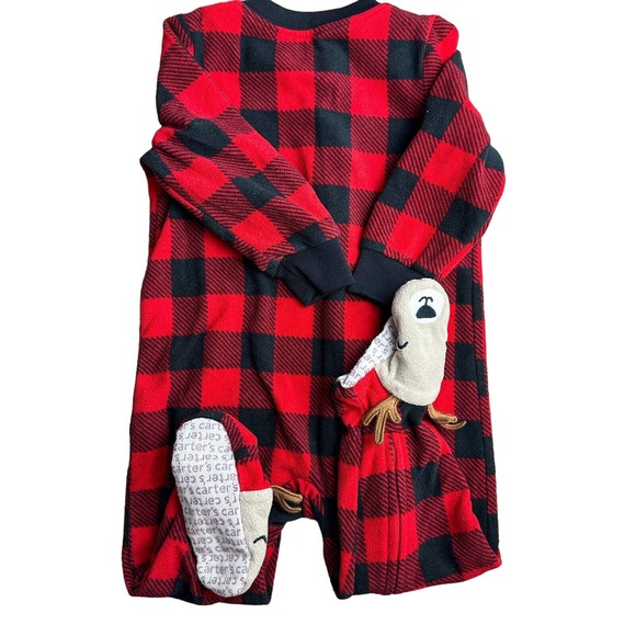 Lot of 3 - Carter's & Child of Mine Christmas Fleece Footed Pajamas - 12 Months - Picture 8 of 12